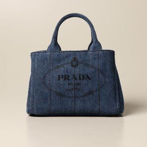 Prada Canapa Tote Bag Denim Excellent Condition